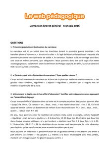 Brevet Français 2016 - Série générale - Corrigé