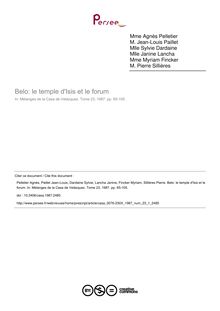 Belo: le temple d Isis et le forum - article ; n°1 ; vol.23, pg 65-105
