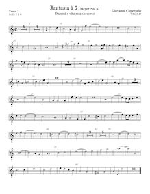 Partition ténor viole de gambe 2, octave aigu clef, Fantasia pour 5 violes de gambe, RC 50
