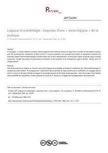 Logique et praxéologie : esquisse d une « socio-logique » de la pratique - article ; n°1 ; vol.18, pg 43-65