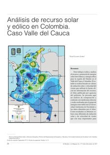 Análisis de recurso solar y eólico en Colombia. Caso Valle del Cauca