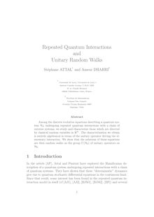 Repeated quantum interactions and unitary random walks