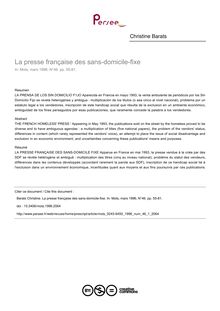 La presse française des sans-domicile-fixe - article ; n°1 ; vol.46, pg 55-81
