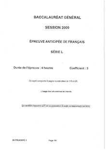 Sujet du bac L 2009: Francais