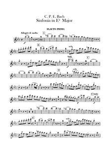 Partition flûte 1, 2, Symphony, Wq.183/2 (H.664), E-flat major, E♭ major
