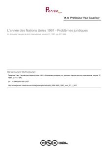 L année des Nations Unies 1991 - Problèmes juridiques - article ; n°1 ; vol.37, pg 617-646