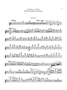 Partition flûte 1, 2, Der Freischütz, Op.77, Eine romantische Oper in 3 Aufzügen