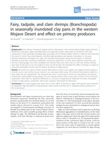 Fairy, tadpole, and clam shrimps (Branchiopoda) in seasonally inundated clay pans in the western Mojave Desert and effect on primary producers