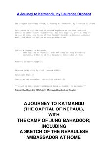 A Journey to Katmandu - (the Capital of Napaul), with The Camp of Jung Bahadoor; - including A Sketch of the Nepaulese Ambassador at Home