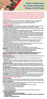 Notice d'information du contrat d'assurance Chasse d'AXA France