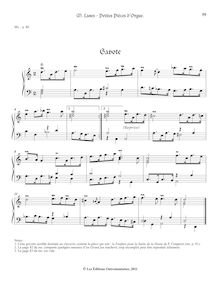 Partition - Gavotte (clavecin), Petites Pièces d Orgue, Lanes, Mathieu