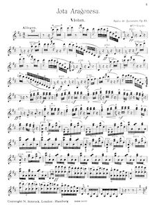 Partition de violon, Jota aragonesa, Op.27, Sarasate, Pablo de
