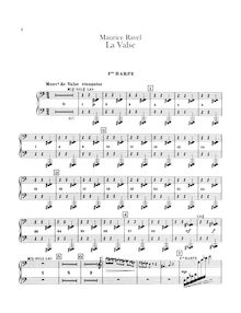 Partition harpe 1, 2, La valse, Poème chorégraphique, Ravel, Maurice