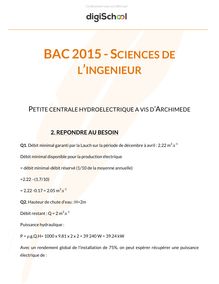 Bac S 2015 : corrigé des sciences de l ingénieur (SI)