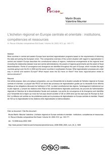 L échelon régional en Europe centrale et orientale : institutions, compétences et ressources - article ; n°2 ; vol.34, pg 145-171