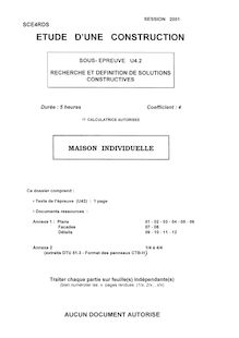 Btsconsbh recherche et definition de solutions constructives 2001