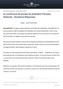 5ème Conférence de presse de François Hollande - Questions/Réponses