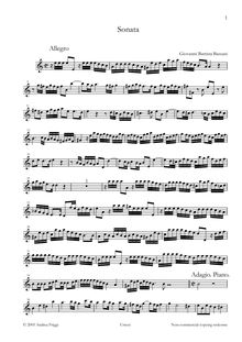Partition Canto 1, Sonata en A minor pour 2 aigu instruments et basso continuo
