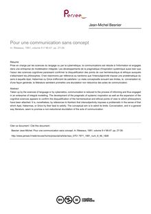 Pour une communication sans concept - article ; n°46 ; vol.9, pg 27-39