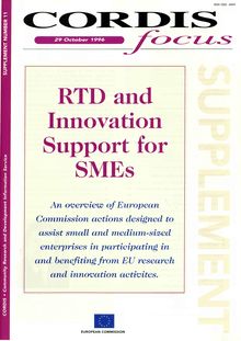 CORDIS focus supplement number 11. RTD and Innovation Support for SMEs