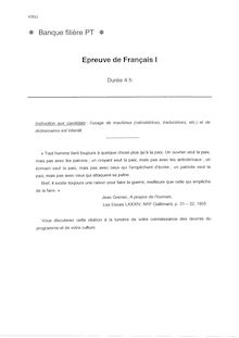 Français A 2003 Classe Prepa PT Banque Filière PT