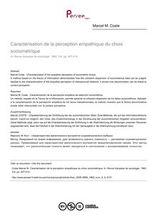 Caractérisation de la perception empathique du choix sociométrique - article ; n°4 ; vol.3, pg 407-414