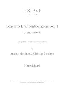 Partition clavecin, Brandenburg Concerto No.1, F major, Bach, Johann Sebastian par Johann Sebastian Bach