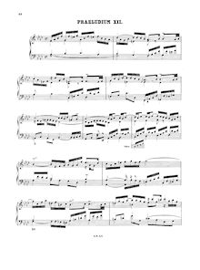 Partition Prelude et Fugue No.12 en F minor, BWV 857, Das wohltemperierte Klavier I par Johann Sebastian Bach
