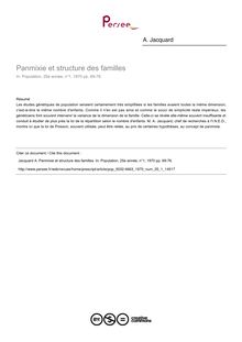 Panmixie et structure des familles - article ; n°1 ; vol.25, pg 69-76