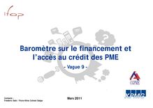 Baromètre KPMG-CGPME sur le financement et l accès au crédit  - 9ème baromètre > avril 2011