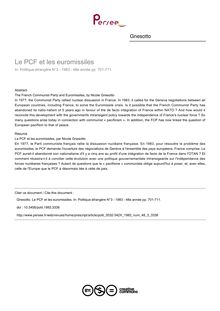 Le PCF et les euromissiles - article ; n°3 ; vol.48, pg 701-711