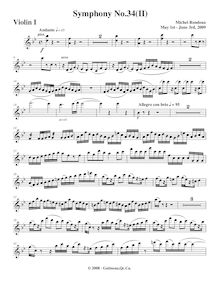 Partition violons I, Symphony No.34, F major, Rondeau, Michel par Michel Rondeau