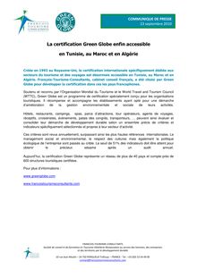 La certification Green Globe enfin accessible en Tunisie, au Maroc ...