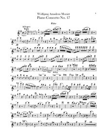 Partition flûte, Piano Concerto No.17, G major, Mozart, Wolfgang Amadeus