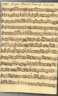 Partition Flauto Traverso Secondo, Concerto Ex D# a 8 stim, D major