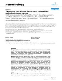 Trypanosoma cruzi(Chagas  disease agent) reduces HIV-1 replication in human placenta