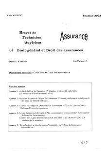 Btsassu 2003 droit general et droit des assurances