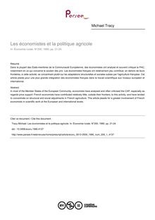 Les économistes et la politique agricole - article ; n°1 ; vol.200, pg 21-24