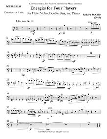 Partition corde basse, Energies pour Four musiciens pour flûte, violon, corde basse et Piano