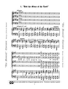 Partition , chœur: et pour Glory of pour Lord, Messiah, Handel, George Frideric