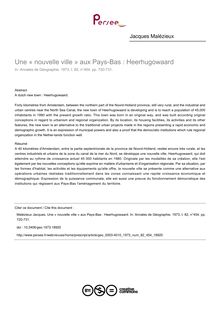 Une « nouvelle ville » aux Pays-Bas : Heerhugowaard - article ; n°454 ; vol.82, pg 720-731