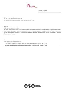 Pachymeriana nova - article ; n°1 ; vol.49, pg 171-195