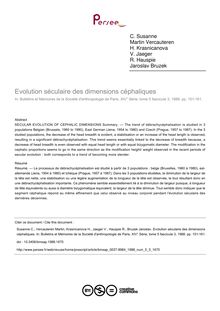 Evolution séculaire des dimensions céphaliques - article ; n°3 ; vol.5, pg 151-161