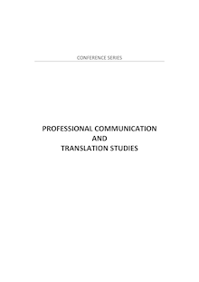 PROFESSIONAL COMMUNICATION AND TRANSLATION STUDIES