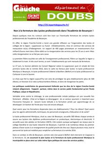 Communiqué de presse du Parti de gauche du Doubs, 25 juin 2014