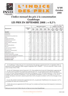 L indice mensuel des prix à la consommation de Guadeloupe  en septembre 2008 : + 0,5%