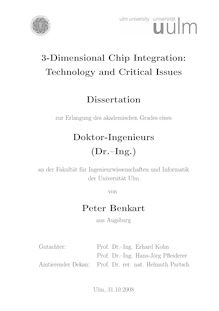 3-dimensional chip integration [Elektronische Ressource] : technology and critical issues / von Peter Benkart