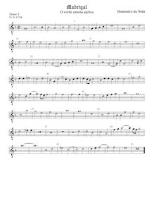 Partition ténor viole de gambe 2, octave aigu clef, O verde amena aprica