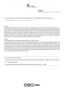 L impossible réforme du système monétaire international - article ; n°4 ; vol.51, pg 999-1014
