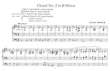 Partition choral No.2 en B minor, Three Chorals pour orgue, Franck, César